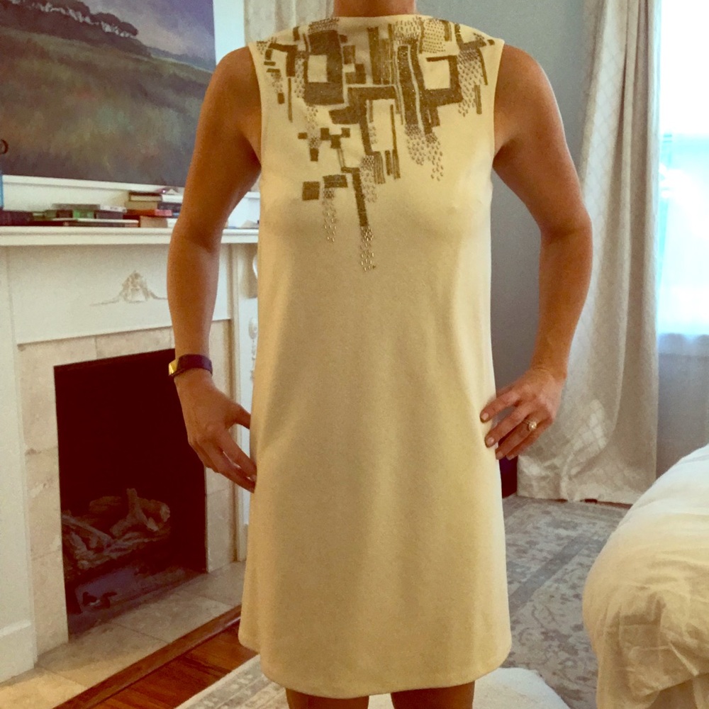 Winter white wool cocktail dress